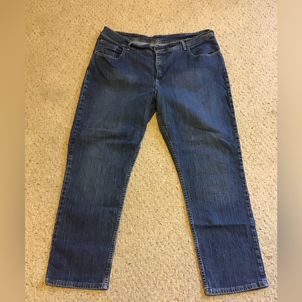 LEE RIDERS SZ 22W HI RISE MOM JEANS VINTAGE MEXICO GUC 29 INSEAM DARKER WASH